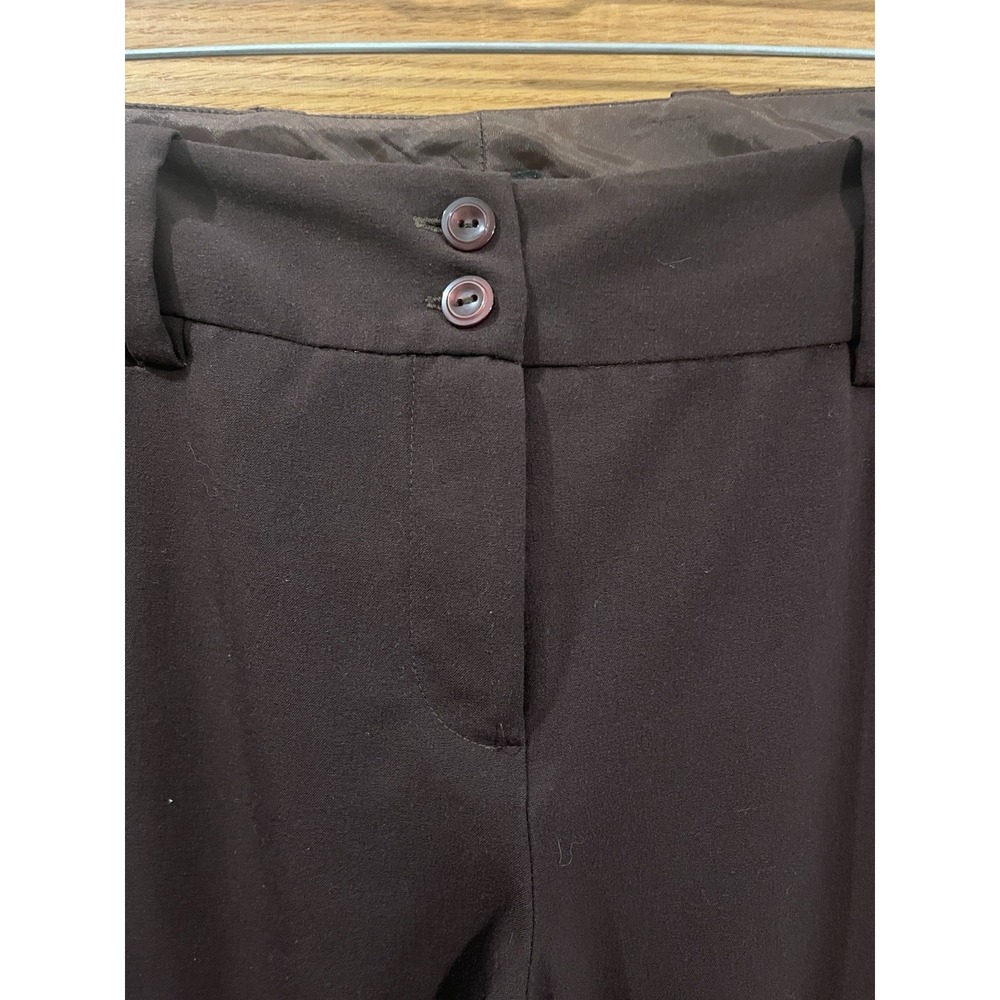 Cambridge Women's Brown Pants Juniors Flat Front Button Zip Straight Leg - Picture 2 of 6